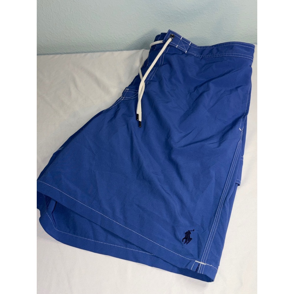 Polo Ralph Lauren Mens Blue Swim Trunks Cargo Pocket Mesh Lined 2XL Pony Logo